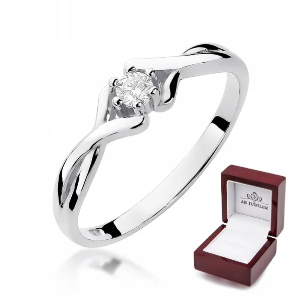 Złoty Pierścionek 585 Zaręczynowy Brylant 0,10ct