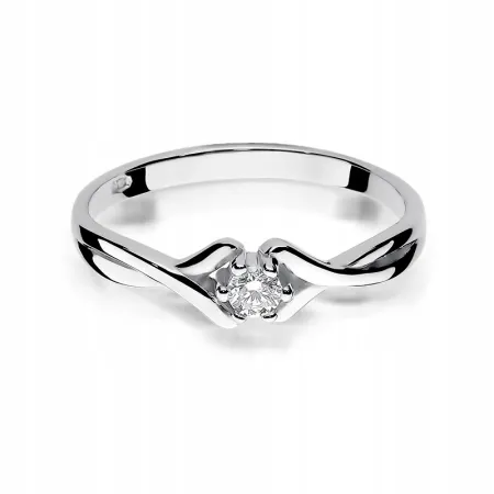 Złoty Pierścionek 585 Zaręczynowy Brylant 0,10ct