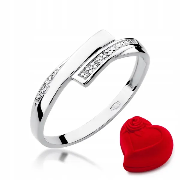 Złoty 585 Pierścionek Zaręczynowy Brylanty Grawer 