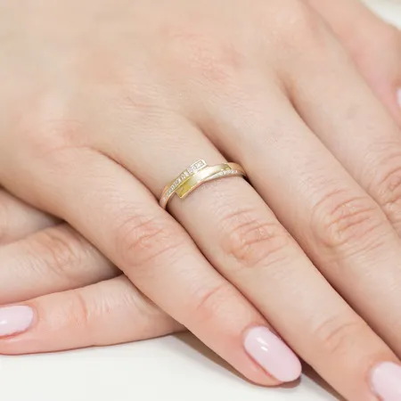 Złoty 585 Pierścionek Zaręczynowy Brylanty Grawer 