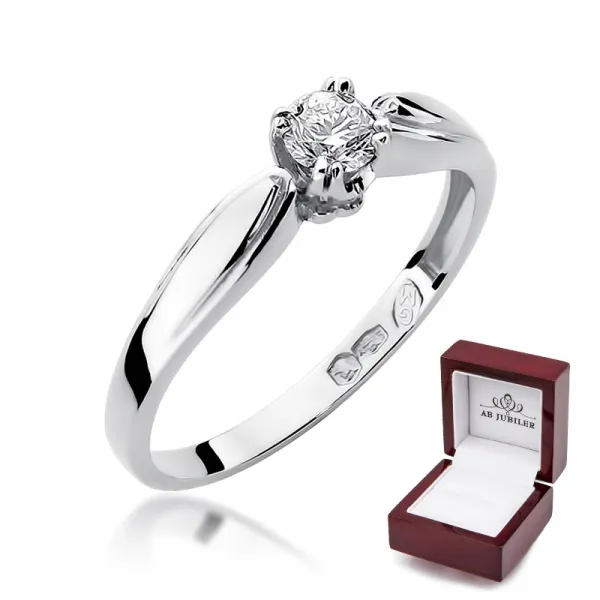 Pierścionek Białe Złoto Zaręczynowy Brylant 0,24ct