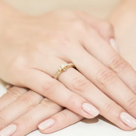 Pierścionek 585 Białe Złoto Brylanty 0,42ct Grawer