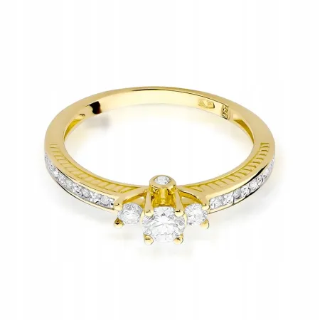 Pierścionek 585 Białe Złoto Brylanty 0,42ct Grawer