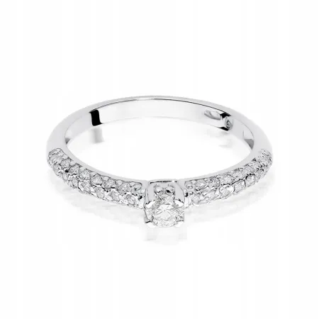 Pierścionek 585 Białe Złoto Brylant Grawer Prezent