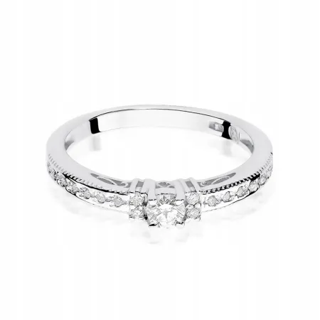 Złoty 585 Pierścionek Zaręczynowy Brylant 0,24ct