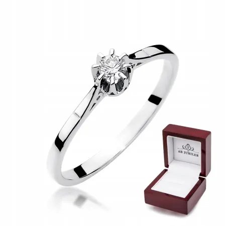 Pierścionek Białe Złoto 585 Zaręczynowy Brylant
