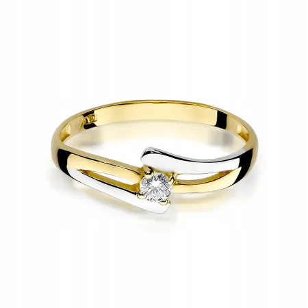 Złoty 585 Pierścionek Zaręczynowy Brylant 0,10ct