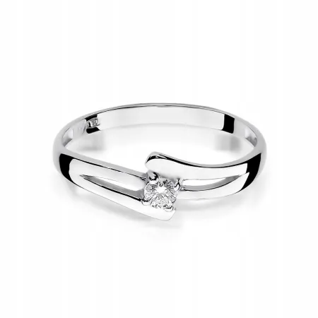 Złoty 585 Pierścionek Zaręczynowy Brylant 0,10ct