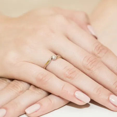 Złoty 585 Pierścionek Zaręczynowy Brylant Prezent