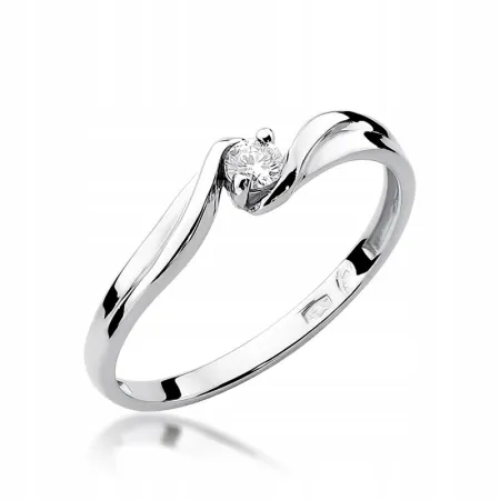 Złoty 585 Pierścionek Zaręczynowy Brylant Prezent