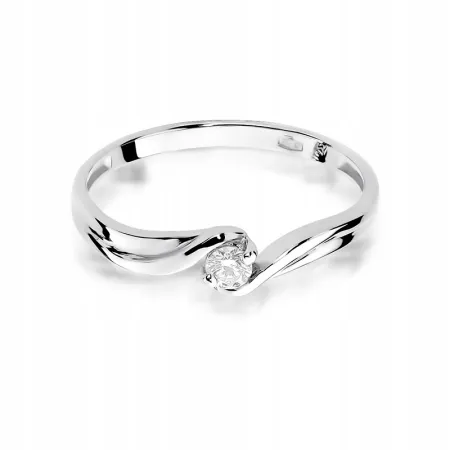 Złoty 585 Pierścionek Zaręczynowy Brylant Prezent