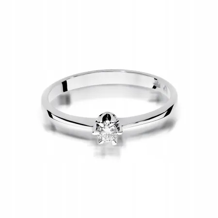 Złoty 585 Pierścionek Zaręczynowy Brylant 0,10ct