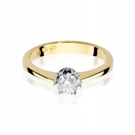 Złoty Pierścionek 585 Zaręczynowy Brylant 0,30ct