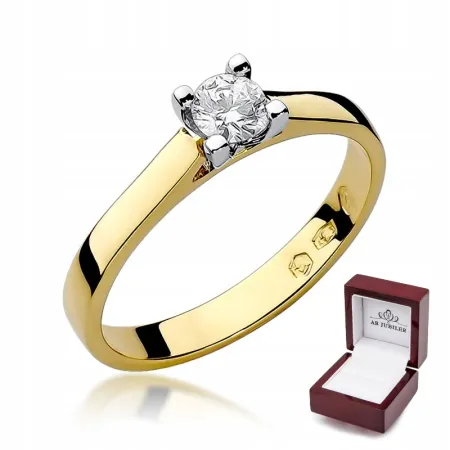 Złoty 585 Pierścionek Zaręczynowy Brylant 0,25ct