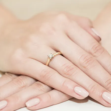 Złoty 585 Pierścionek Zaręczynowy Brylant 0,25ct