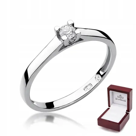 Pierścionek 585 Białe Złoto Zaręczynowy Brylant