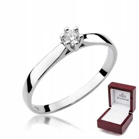 Złoty Pierścionek 585 Zaręczynowy Brylant Grawer