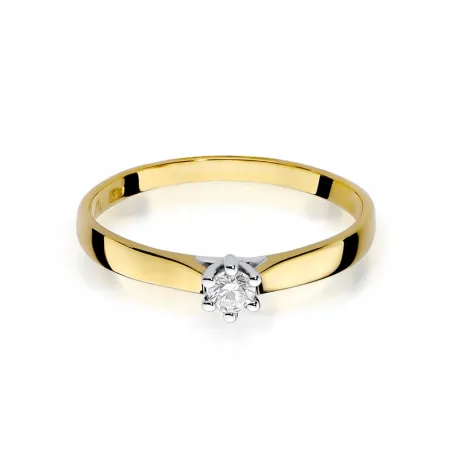 Złoty Pierścionek 585 Zaręczynowy Brylant Grawer