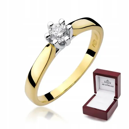 Złoty Zaręczynowy Pierścionek 585 Brylant 0,30ct