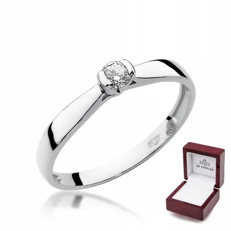 Pierścionek Białe Złoto Zaręczynowy Brylant 0,10ct