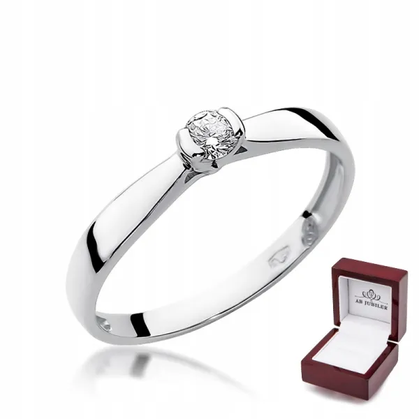 Pierścionek Białe Złoto Zaręczynowy Brylant 0,10ct