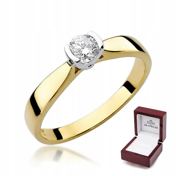 Złoty 585 Pierścionek Zaręczynowy Brylant 0,25ct