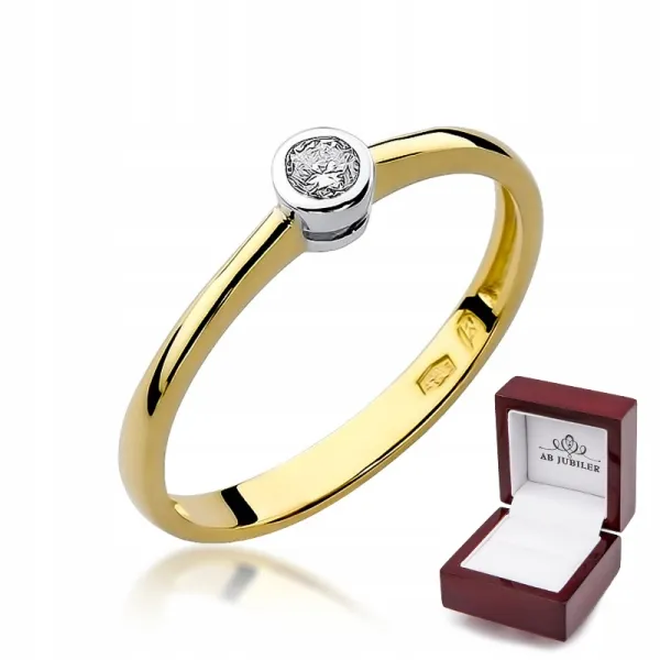 Złoty Pierścionek 585 Zaręczynowy Brylant Prezent