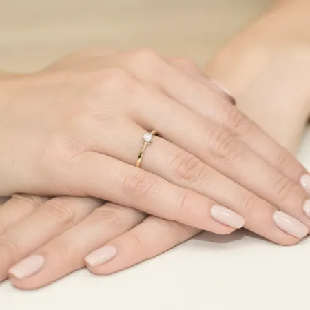 Złoty Pierścionek 585 Zaręczynowy Brylant Prezent