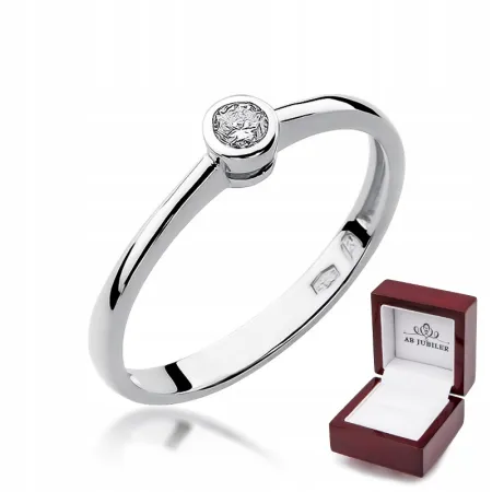 Pierścionek 585 Białe Złoto Zaręczynowy Brylant