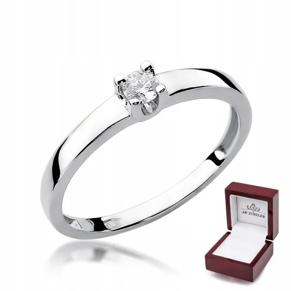 Złoty 585 Pierścionek Zaręczynowy Brylant 0,10ct