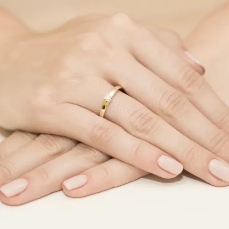 Złoty 585 Pierścionek Zaręczynowy Brylant 0,10ct