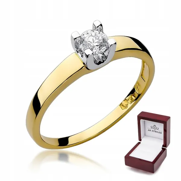 Złoty Pierścionek 585 Zaręczynowy Brylant 0,25ct