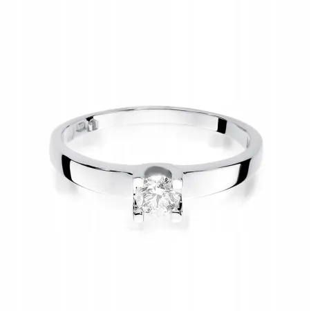 Pierścionek 585 Białe Złoto Brylant 0,30ct Grawer