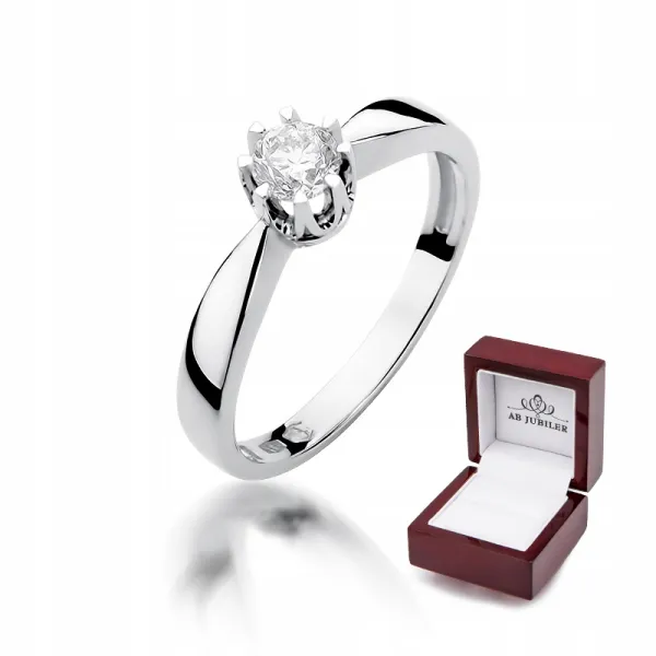 Pierścionek Białe Złoto 585 Brylant 0,30ct Prezent