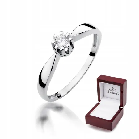 Złoty Pierścionek 585 Zaręczynowy Brylant 0,15ct