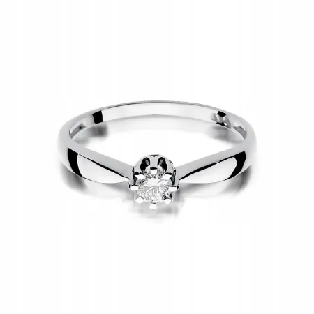 Złoty Pierścionek 585 Zaręczynowy Brylant 0,15ct