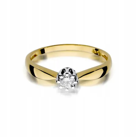 Złoty Pierścionek 585 Zaręczynowy Brylant 0,15ct