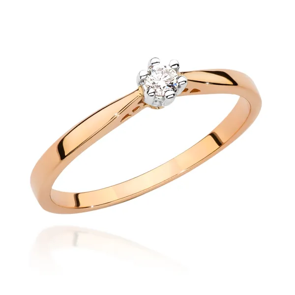 Zaręczynowy 585 Pierścionek Brylant Różowe Złoto 