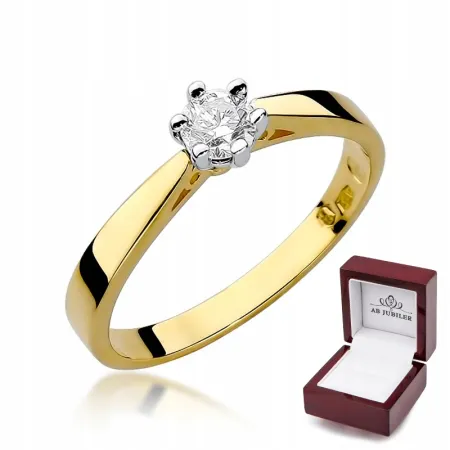 Złoty Pierścionek Zaręczynowy 585 Brylant 0,30ct