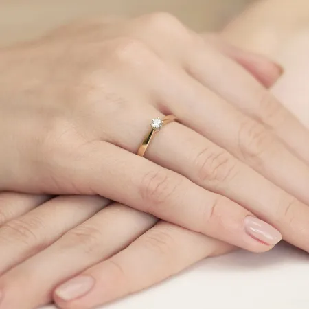 Pierścionek Złoty 14K Zaręczynowy Brylant 0,25ct