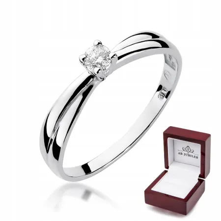 Pierścionek 585 Zaręczynowy Białe Złoto Brylant