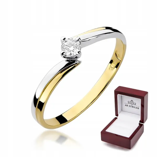 Złoty 14K Pierścionek Zaręczynowy Brylant 0,08ct