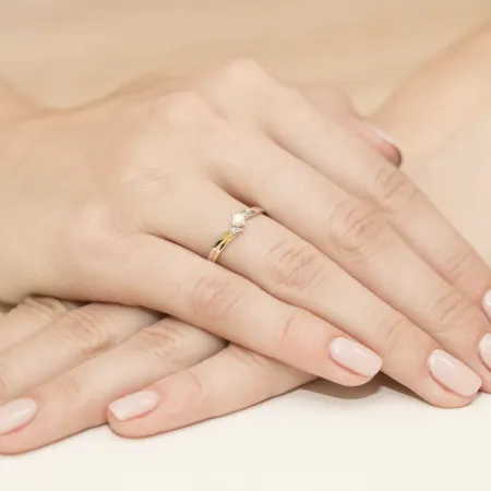 Złoty 14K Pierścionek Zaręczynowy Brylant 0,08ct