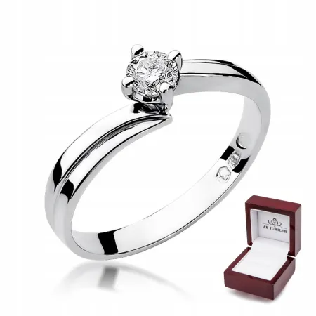 Pierścionek Białe Złoto 585 Brylant 0,25ct Prezent