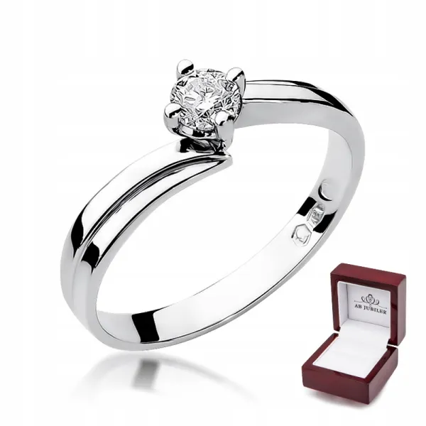 Pierścionek Białe Złoto 585 Brylant 0,25ct Prezent