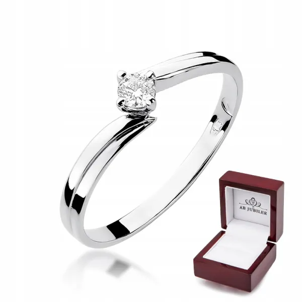 Złoty 585 Pierścionek Zaręczynowy Brylant 0,10ct