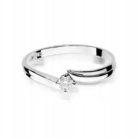 Złoty 585 Pierścionek Zaręczynowy Brylant 0,10ct