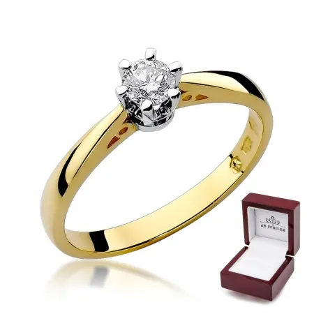 Złoty 14K Zaręczynowy Pierścionek Brylant 0,30ct