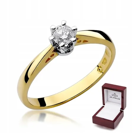 Pierścionek 585 Zaręczynowy Brylant 0,25ct Grawer