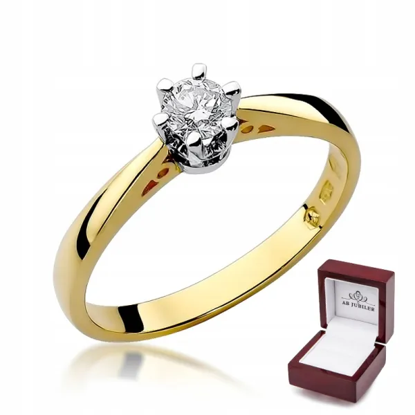Pierścionek 585 Zaręczynowy Brylant 0,25ct Grawer